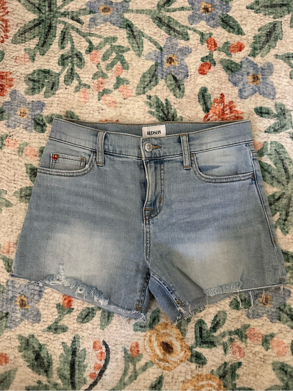 Hudson Jeans Light Wash Distressed Denim Cutoff Shorts